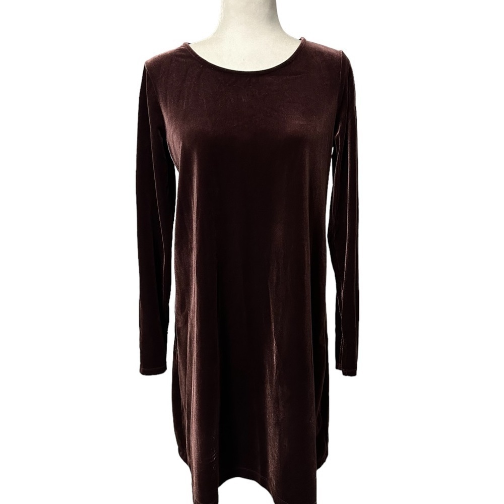 Gap Brown Velvet Long Sleeve A-line‎ Dress Pullover Size Small
